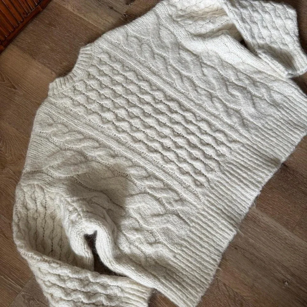 Zara Cream Cable Knit Jumper Sweater Size M‎ - Picture 4 of 5